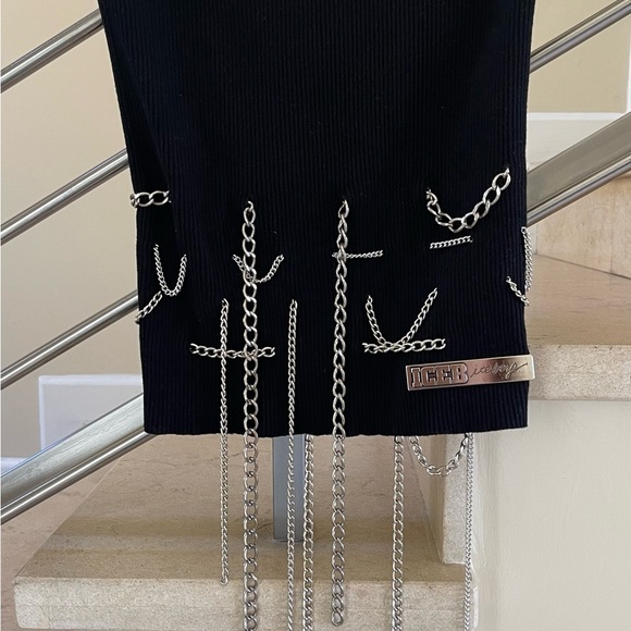 VINTAGE ICEBERG very rare silver chain black tube  knit TOP - Picture 7 of 15
